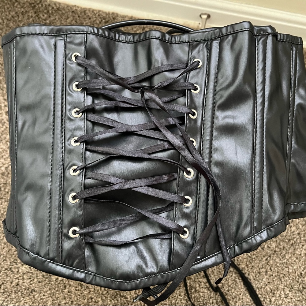Lavish Black Corset with Lace-Up Detail